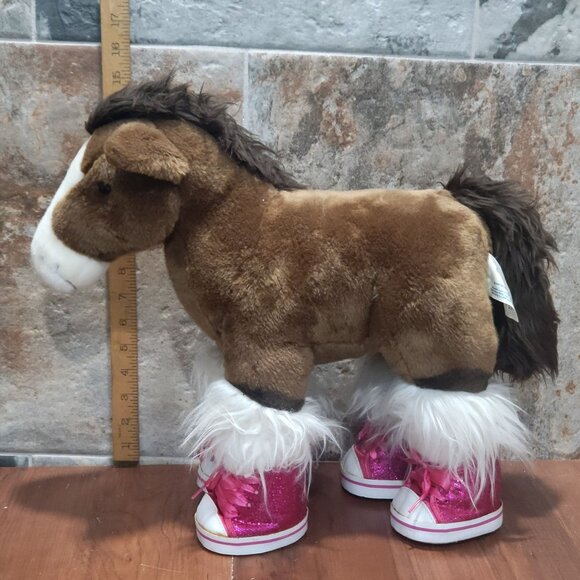 Build A Bear Brown Horse Pony Plush Pink Glittery Shoes Stuffed Animal - Picture 7 of 13